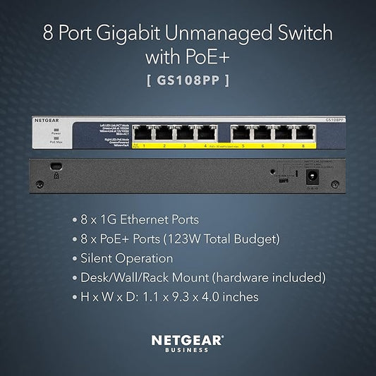 NETGEAR 8-Port Gigabit Ethernet Unmanaged PoE Switch - - Image 2