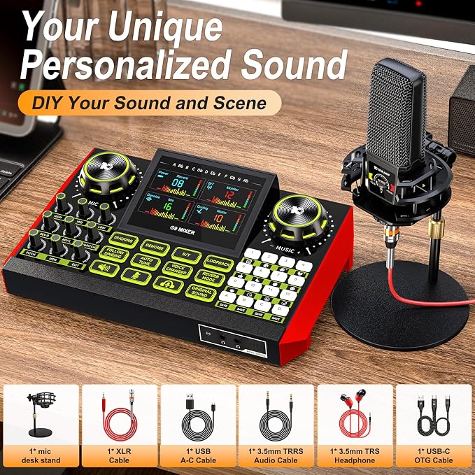 Podcast equipment bundle with live sound card audio mixer, podcast equipment - Image 9