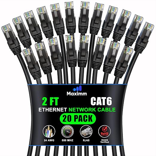 Maximm Cat 6 Ethernet Cable 2 ft by MaximmCable