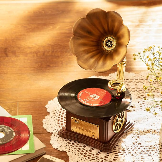 Vintage Style Wooden Record Player - Image 2