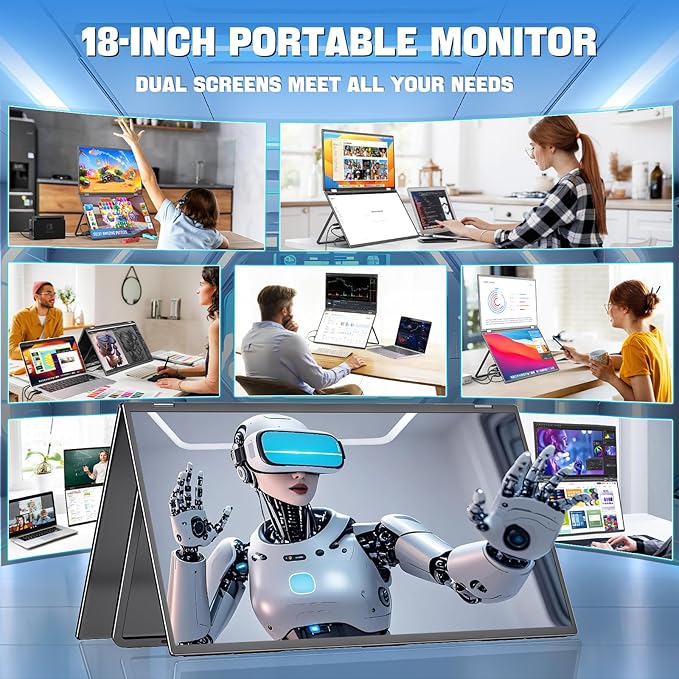 InnoView 18" 2K 100Hz Dual Portable Monitor 100% DCI-P3 Dual Monitor - Image 2
