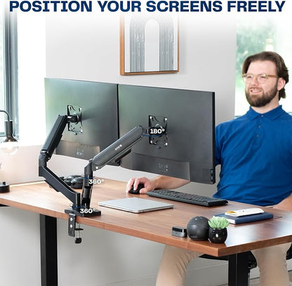 VIVO Dual Monitor up to 32 inches and 19.8 lbs per Screen, Pneumatic Arm Desk - Image 5