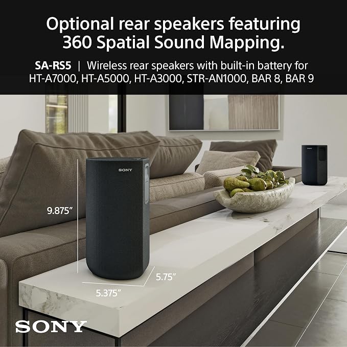 Sony BRAVIA Theater Bar 9 Sound Bar, SA-SW5 Wireless Subwoofer, and SA-RS5 - Image 6