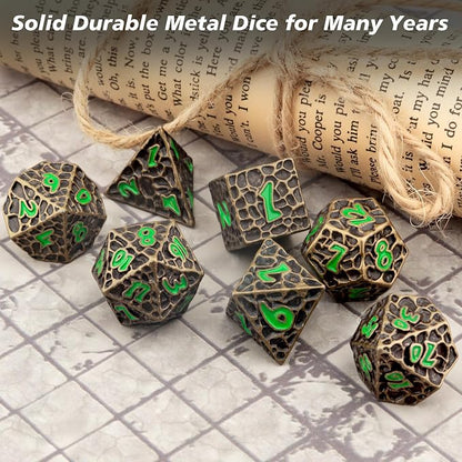 PJOY Metal Dice Set D&D for Dungeons and Dragons Green Metal Druid DND Dice - Image 9