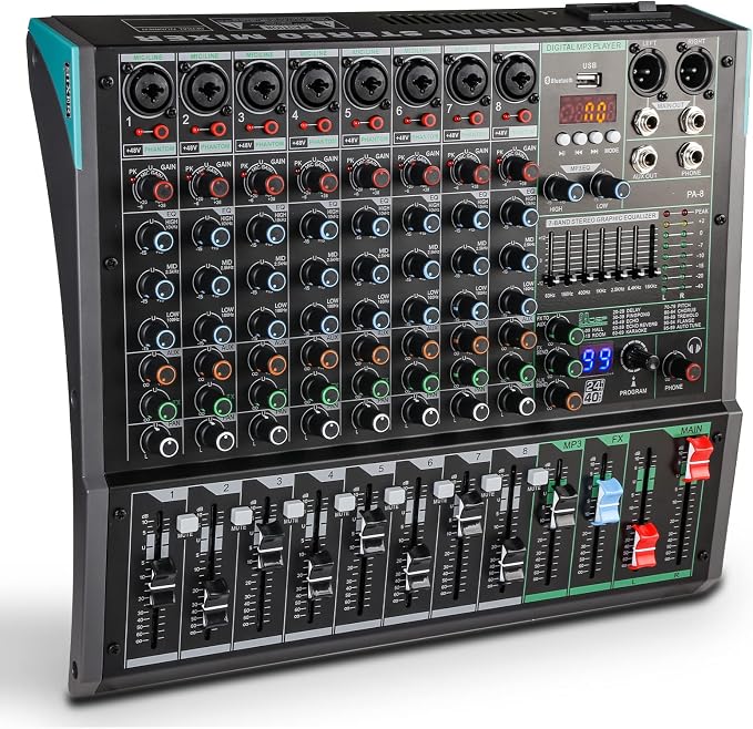 8 Channel Dj Mixer, Dj Board for Pa Stage systems by MADOWL