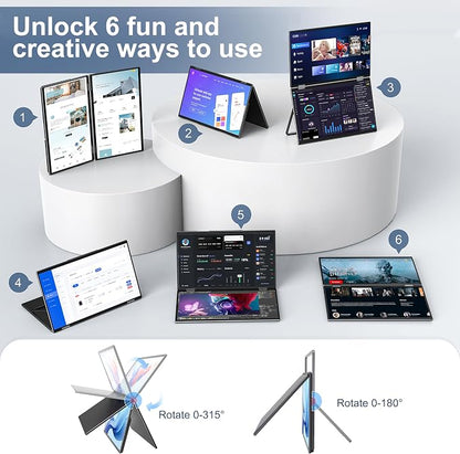InnoView 15.6" Dual Portable Monitor 1920x1080P FHD 315°Adjustable Dual Stacked - Image 6