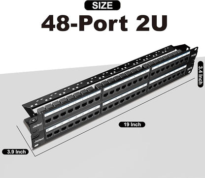 Jadaol 48 Port Patch Panel Rackmount or Wall Mount 19-Inch, 2U Cat 6 Network - Image 6