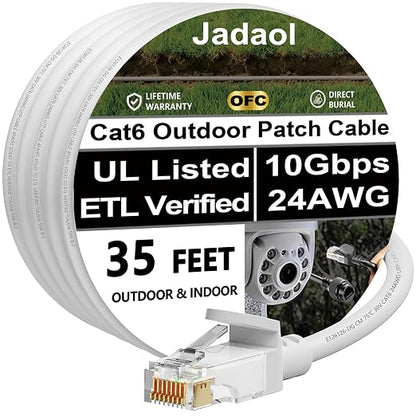 Jadaol Cat 6 Ethernet Cable 35 ft, Outdoor&Indoor, Support Cat8/7 Network LAN by Jadaol