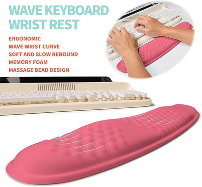 2-in-1 Ergonomic Set, Wave Rise Keyboard Wrist Rest and Massage Bulge Slope - Image 2