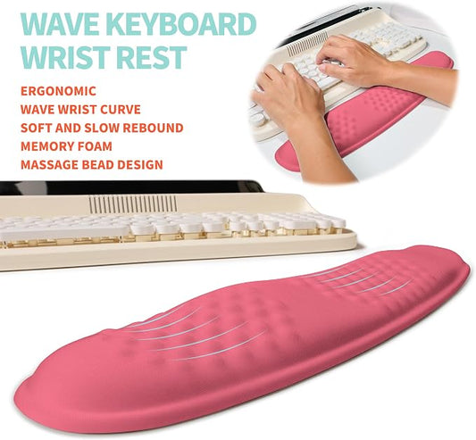 2-in-1 Ergonomic Set, Wave Rise Keyboard Wrist Rest and Massage Bulge Slope - Image 2
