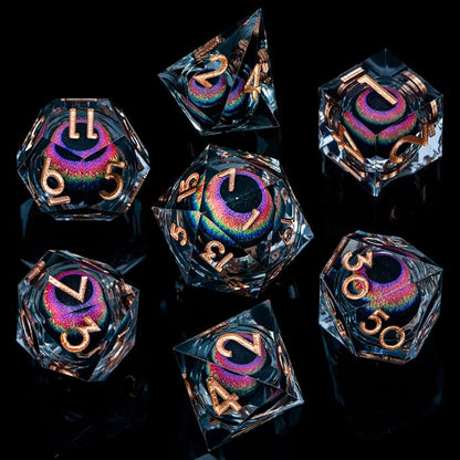 ARUOHHA DND Dragon Eye Dice Liquid Core Resin Sharp Edged Dice Set - Image 2
