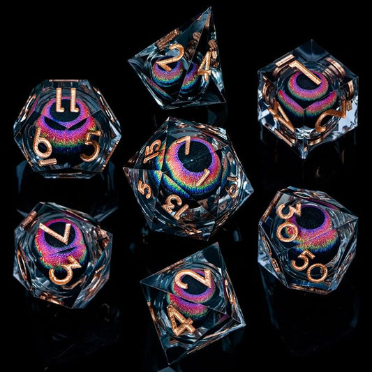 ARUOHHA DND Dragon Eye Dice Liquid Core Resin Sharp Edged Dice Set - Image 2