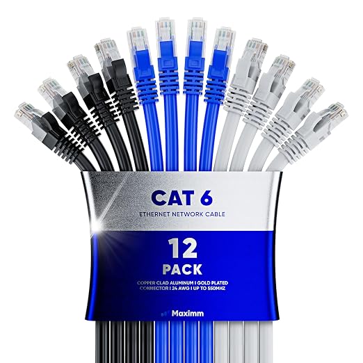 Maximm Cat 6 Ethernet Cable 1.5 Ft, Cat6 Cable, LAN Cable, Internet Cable by MaximmCable