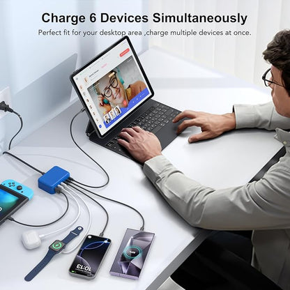 USB C Fast Charger 100W GaN 6 Port Type USB C Charging Station Hub Block Wall - Image 5