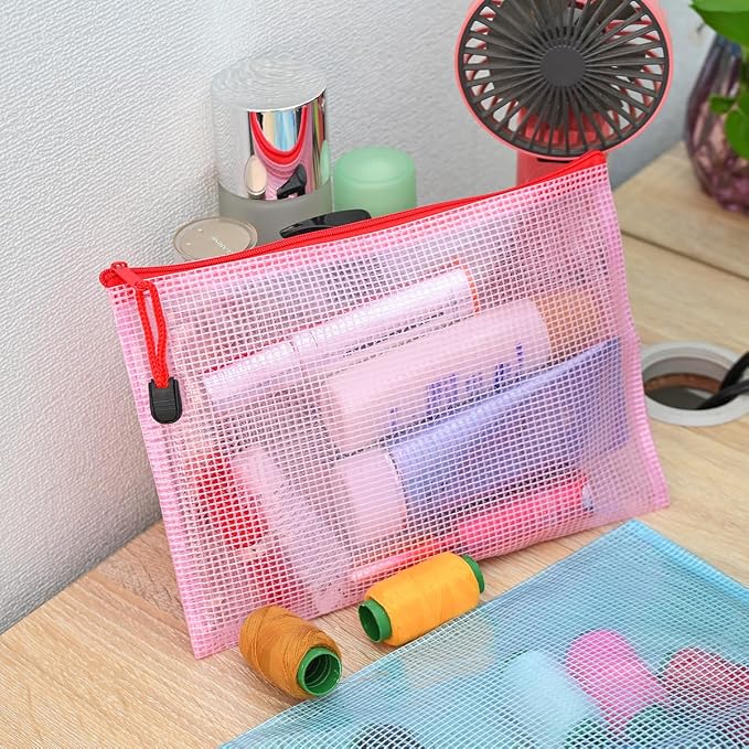 AUSTARK 10 Pcs Zipper File Bags, Waterproof Plastic Mesh Pouch - Image 6