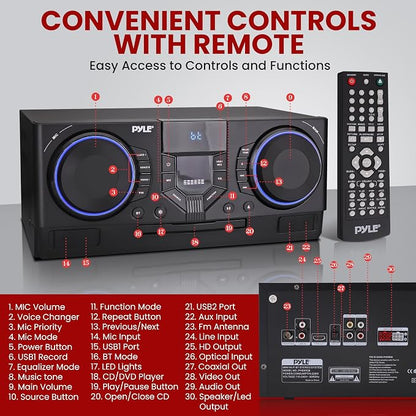 Pyle Mini Hi-Fi Bluetooth Stereo System – 4-Piece CD Player - Image 7