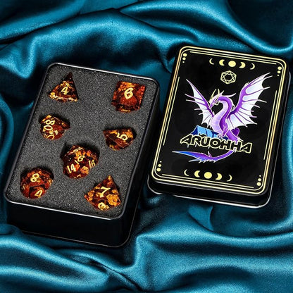 ARUOHHA Liquid Core DND Dice Set, RPG Golden Numbers Red Dungeons Polyhedral - Image 7