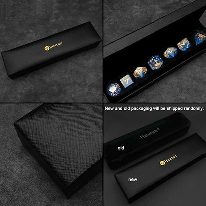 Haxtec Blue DND Dice Set Sharp Edge Resin Dice Gold Flakes - Image 5