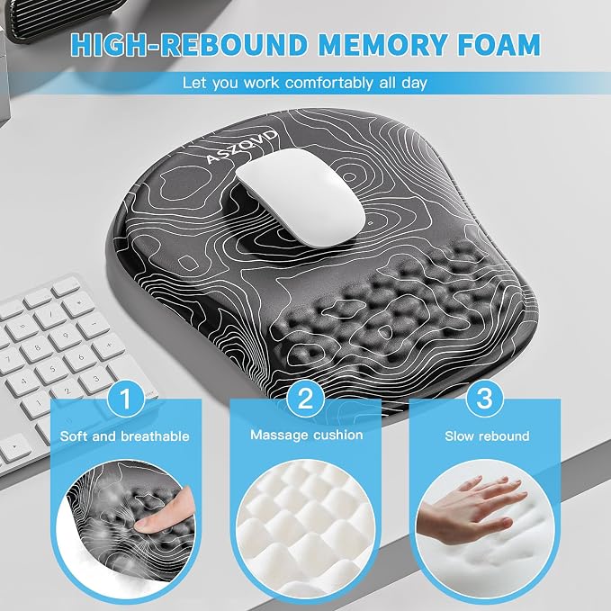 Mouse Pad with Wrist Rest, Ergonomic Mousepads with Wrist Support, Soft Lycra - Image 3