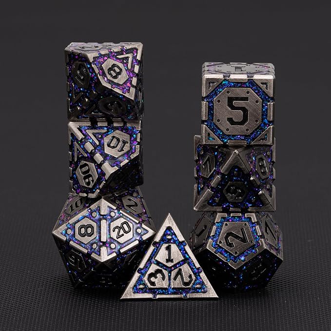 Metal D&D Dice Set, Polyhedral Metallic Dice - Image 3