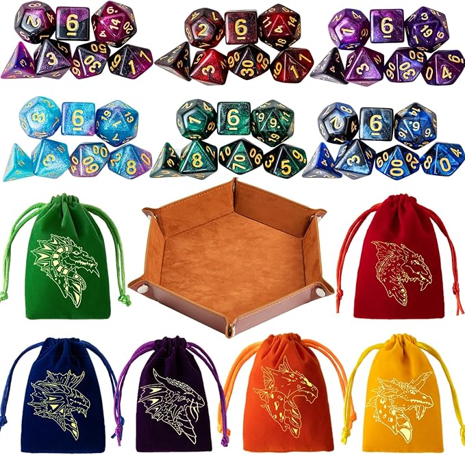DND Dice Set 42 Pcs Polyhedral Dungeons and Dragons Rolling Dice by PUGED