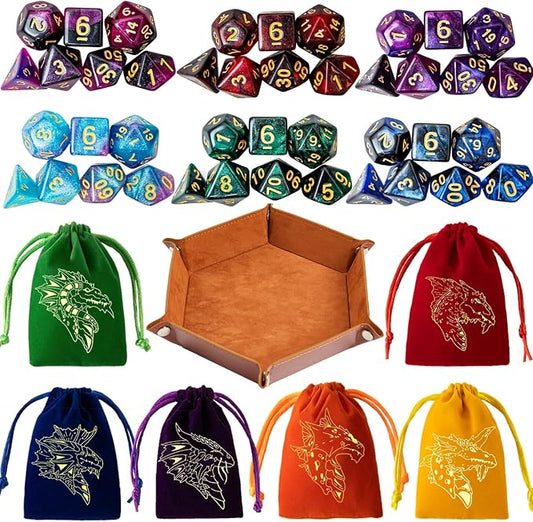 DND Dice Set 42 Pcs Polyhedral Dungeons and Dragons Rolling Dice by PUGED