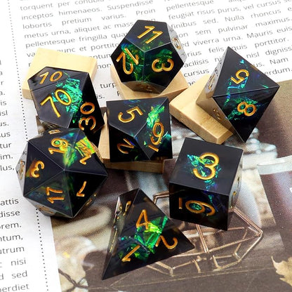 Haxtec DND Dice Set Black Sharp Edge Resin Dice - Image 6