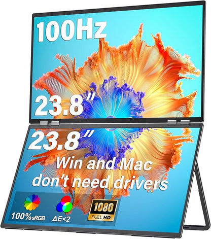 InnoView 23.8" FHD 100Hz Dual Monitor Built-in Speakers 315°Adjustable 100% by InnoView