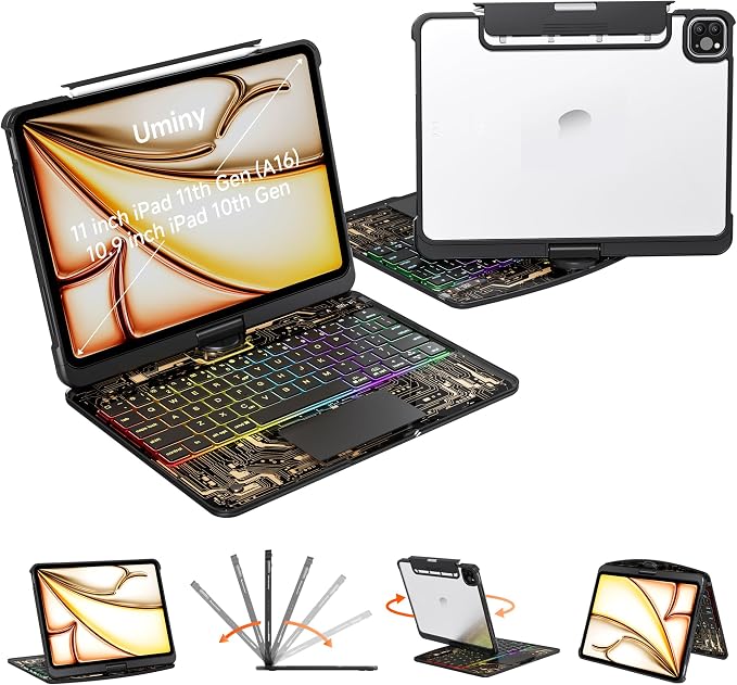 iPad Keyboard Case for iPad 10th Gen & 11th, Magic Wireless Keyboard by Uminy