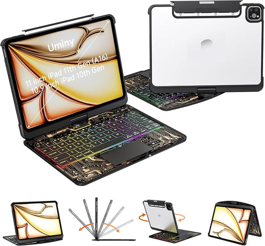 iPad Keyboard Case for iPad 10th Gen & 11th, Magic Wireless Keyboard by Uminy