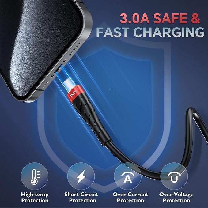 OIITH USB C Cable, USB A to USB C 3A Fast Charging Phone USB Type-C Charge - Image 2