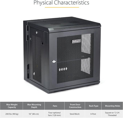 StarTech 4-Post 12U Wall Mount Network Cabinet - Image 4