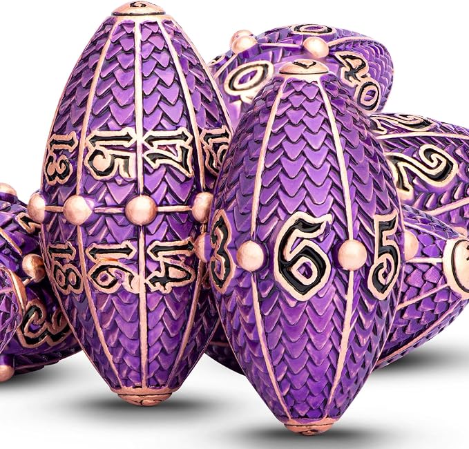 ARUOHHA DND Metal Dice Copper Purple Dragon Egg Dice by ARUOHHA