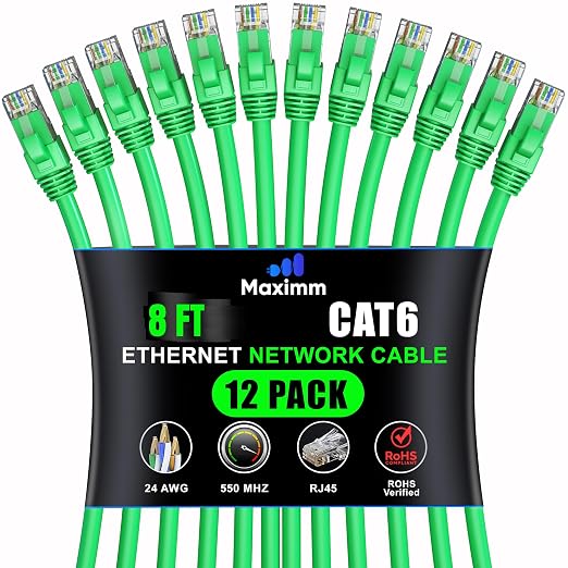 Maximm Cat 6 Ethernet Cable 8 Ft by MaximmCable