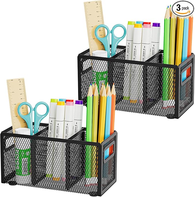Marbrasse 2P Mesh Pen Holder for Desk, Pencil Holder Desk Organizer 3 by Marbrasse