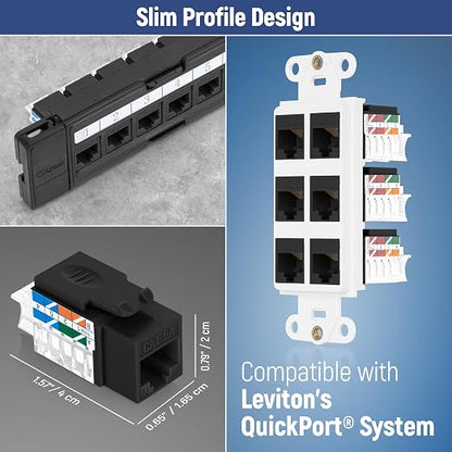 Everest 45° Angled RJ45 Cat6A Keystone Jacks 50-Pack in Black - Image 7