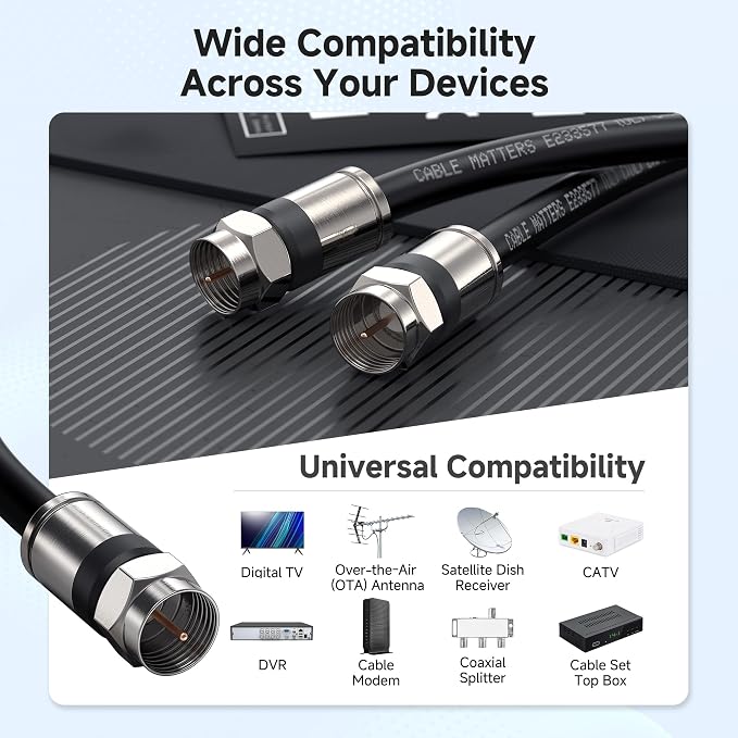 Cable Matters 2-Pack RG6 Coaxial Cable - 6ft - Image 5
