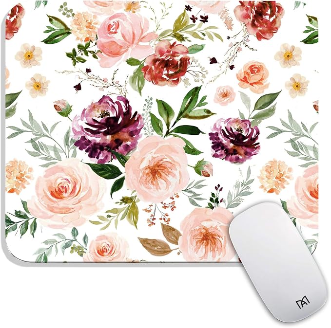 Square Mouse Pad Pretty Floral, Personalized Premium-Textured Custom Mouse Mat by Armanza