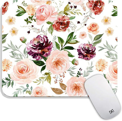 Square Mouse Pad Pretty Floral, Personalized Premium-Textured Custom Mouse Mat by Armanza