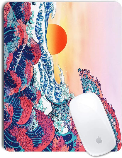 Japanese Ukiyo-e Ocean Waves Mouse Pad Personalized Design, Non-Slip Surface - Image 8