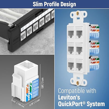 Everest 90° Angled RJ45 Cat5e Keystone Jacks 10-Pack in White - Image 6