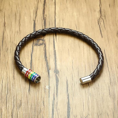 Nanafast Titanium Stainless Steel Rainbow LGBT Pride Bracelet Handmade Braided - Image 7