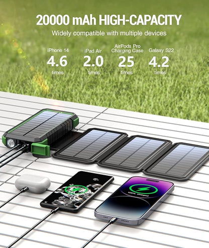 BLAVOR Solar Charger Power Bank, PD 18W Fast Charging 20000mAh Battery Pack - Image 4