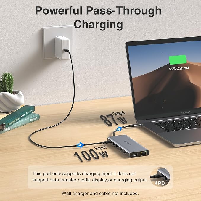 USB C Hub USB-C Docking Station Dual Monitor 14 in 1 Triple Display Multiport - Image 5