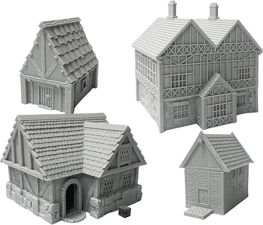 Paintable Tabletop Miniature Little Town Building Terrains Compatible - 18mm by HAUTICO