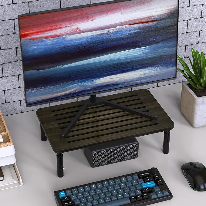 Bamboo Monitor Stand Riser, 4 Adjustable Height, 15.55x9.25 Laptop Stand - Image 8