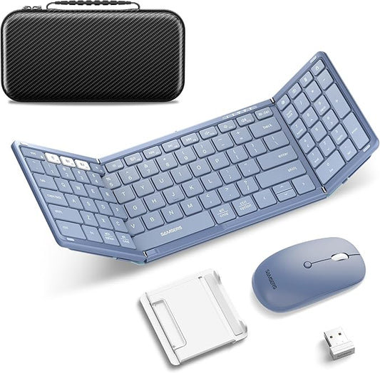 Foldable Keyboard and Mouse, Samsers Folding Bluetooth Keyboard Combo, 2.4G + by HOME