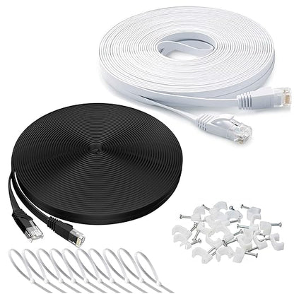 DAYEDZ Ethernet Cable 100 ft 2 Pack Cat 6 Flat Cable Ethernet Cord, Slim Long by DAYEDZ