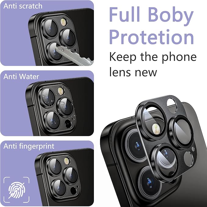 2 Pack Camera Lens Protector for iPhone 16 Pro/iPhone 16 Pro Max, AR Tempered - Image 5