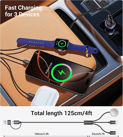 Temdan for Travel Vacation Essentials, 3 in 2 USB C Cable for Apple Watch - Image 3